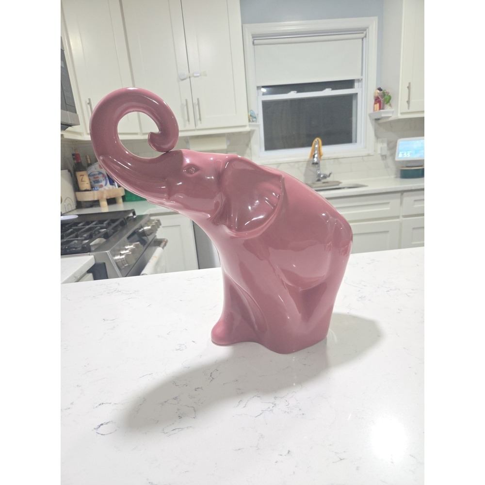 Vintage 1990s Haeger Pink Elephant Pottery Sculpture